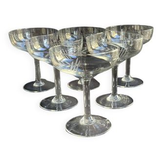 6 Champagne glasses – Cut crystal