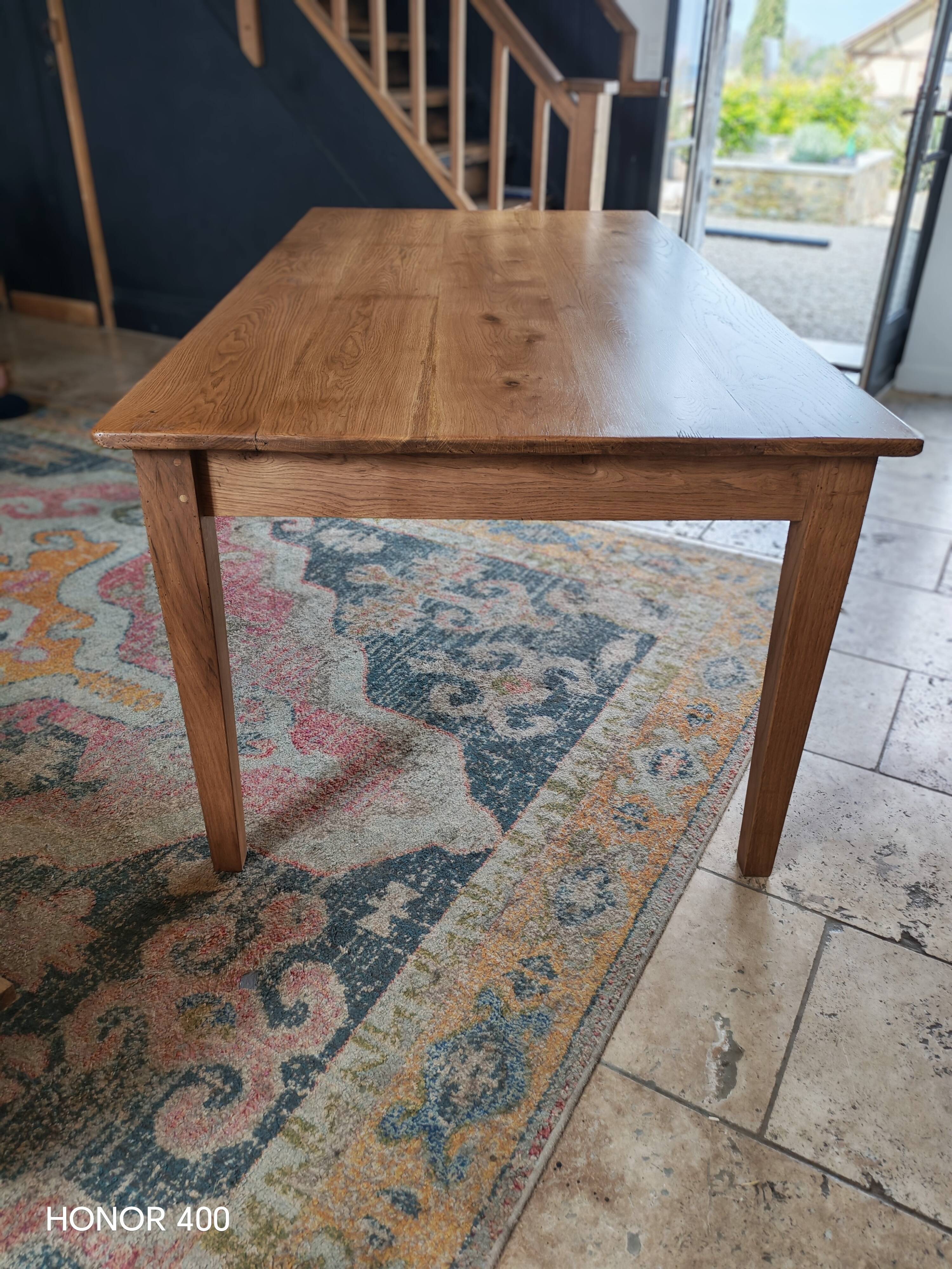 Table de ferme en chêne massif 200x100 avec sa rallonge de 60x100