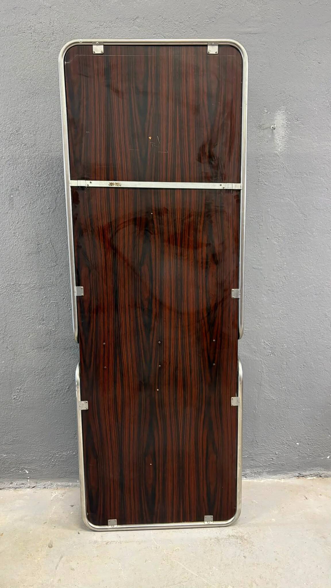 Console murale en chrome et palissandre avec miroir, années 1970, italienne.