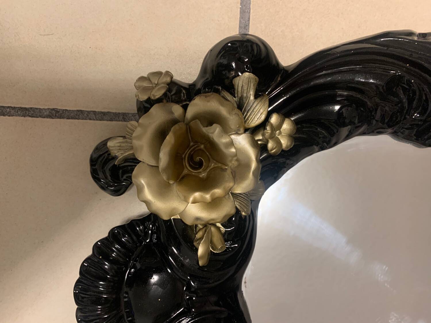 Renovated rococo style porcelain mirror