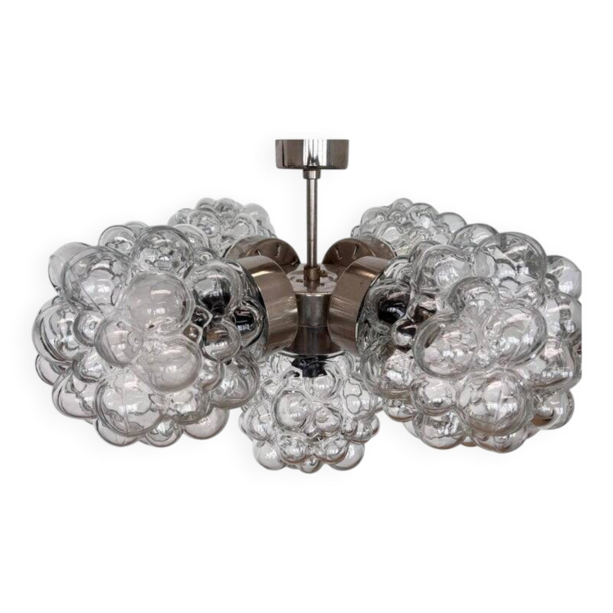 Design Glass and chrome pendant by Kamenicky Senov, Czechoslovakia, 1970s