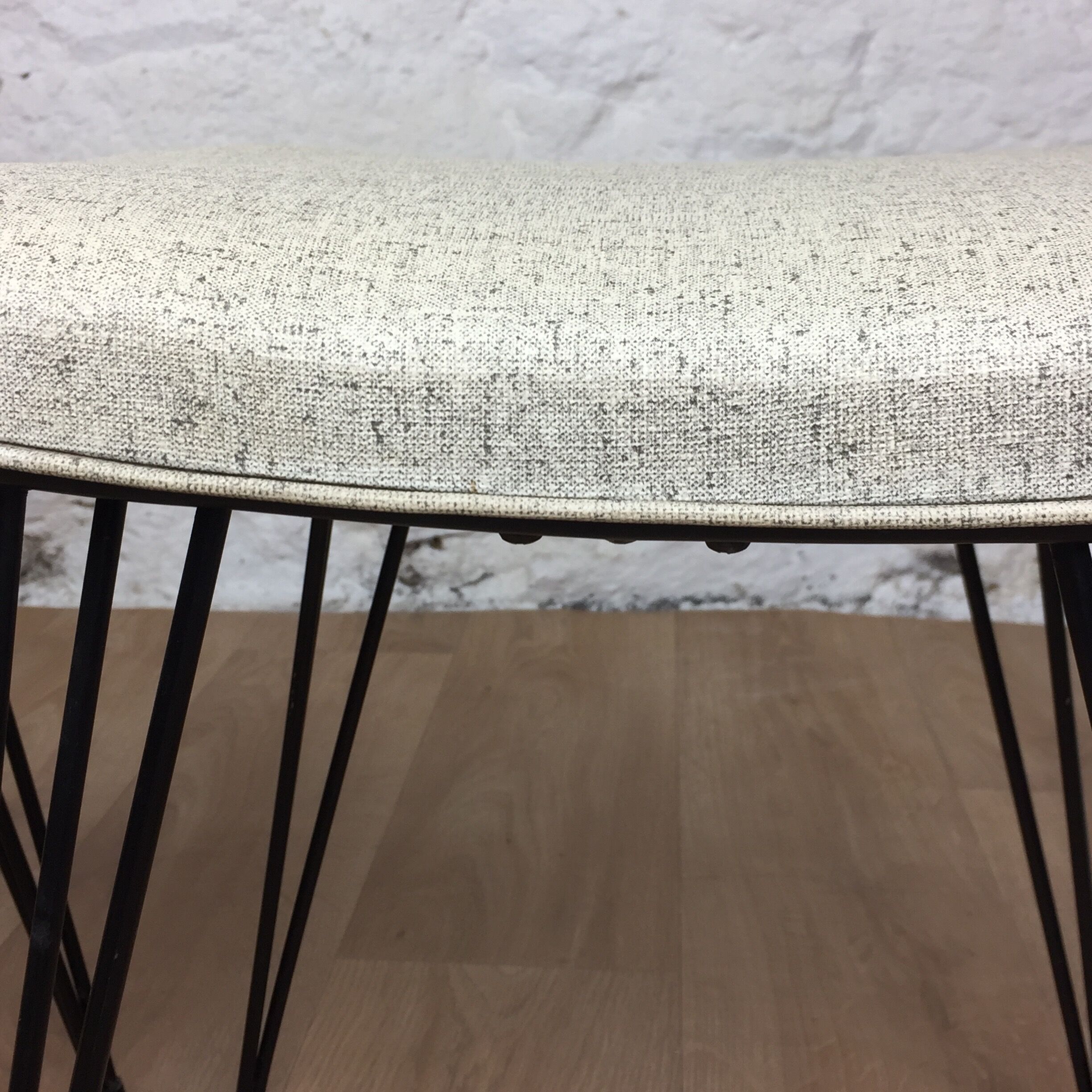 Pair of Eiffel foot stools and 60s skai seating