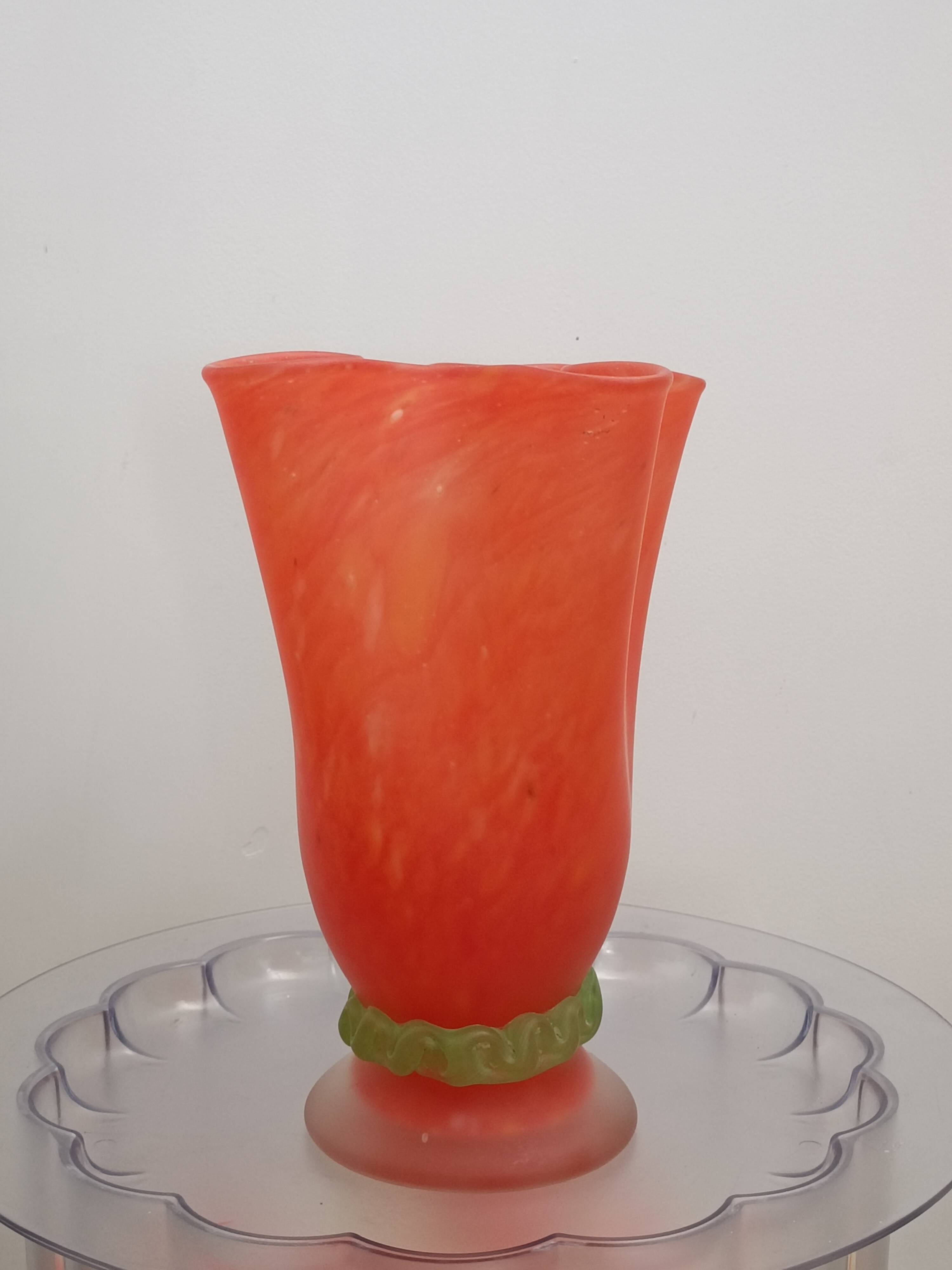 Large glass paste vase France 1960s