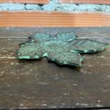 Vintage Greenish-Gray Metal Leaf-Shaped Empty Pocket Bowl