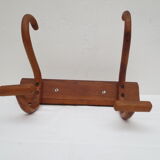Antique wooden coat rack equipped with 2 parrot heads, walnut color