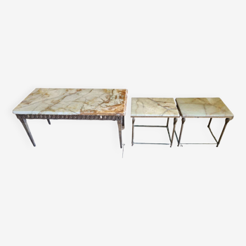 Set of 3 onyx coffee tables