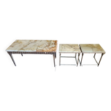 Set of 3 onyx coffee tables