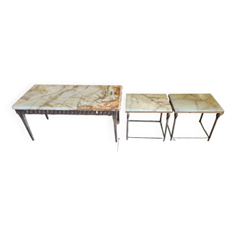 Set of 3 onyx coffee tables