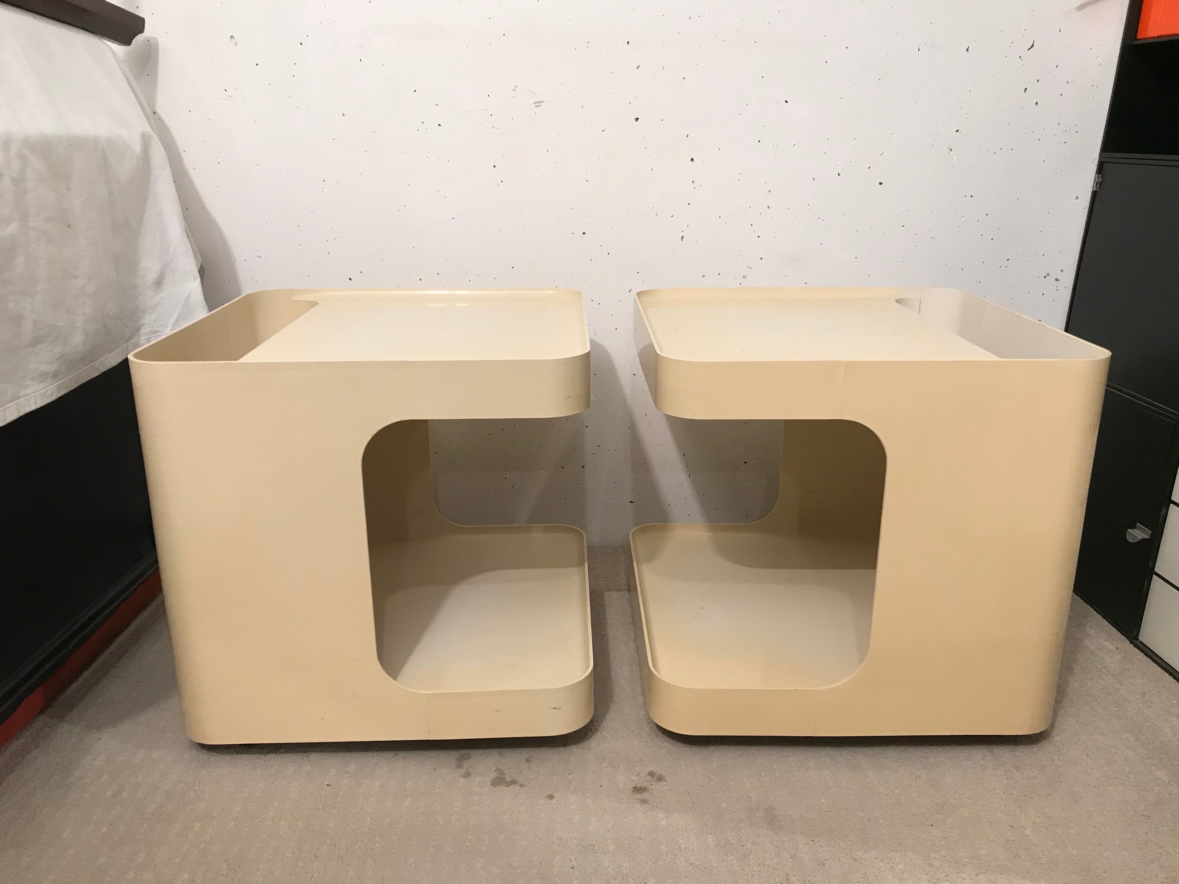 Pair of sofa ends or side tables , Marcello Siard , Longato Padova 1970