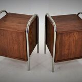 1940s Pair of Bauhaus Bedside Tables, Czechoslovakia
