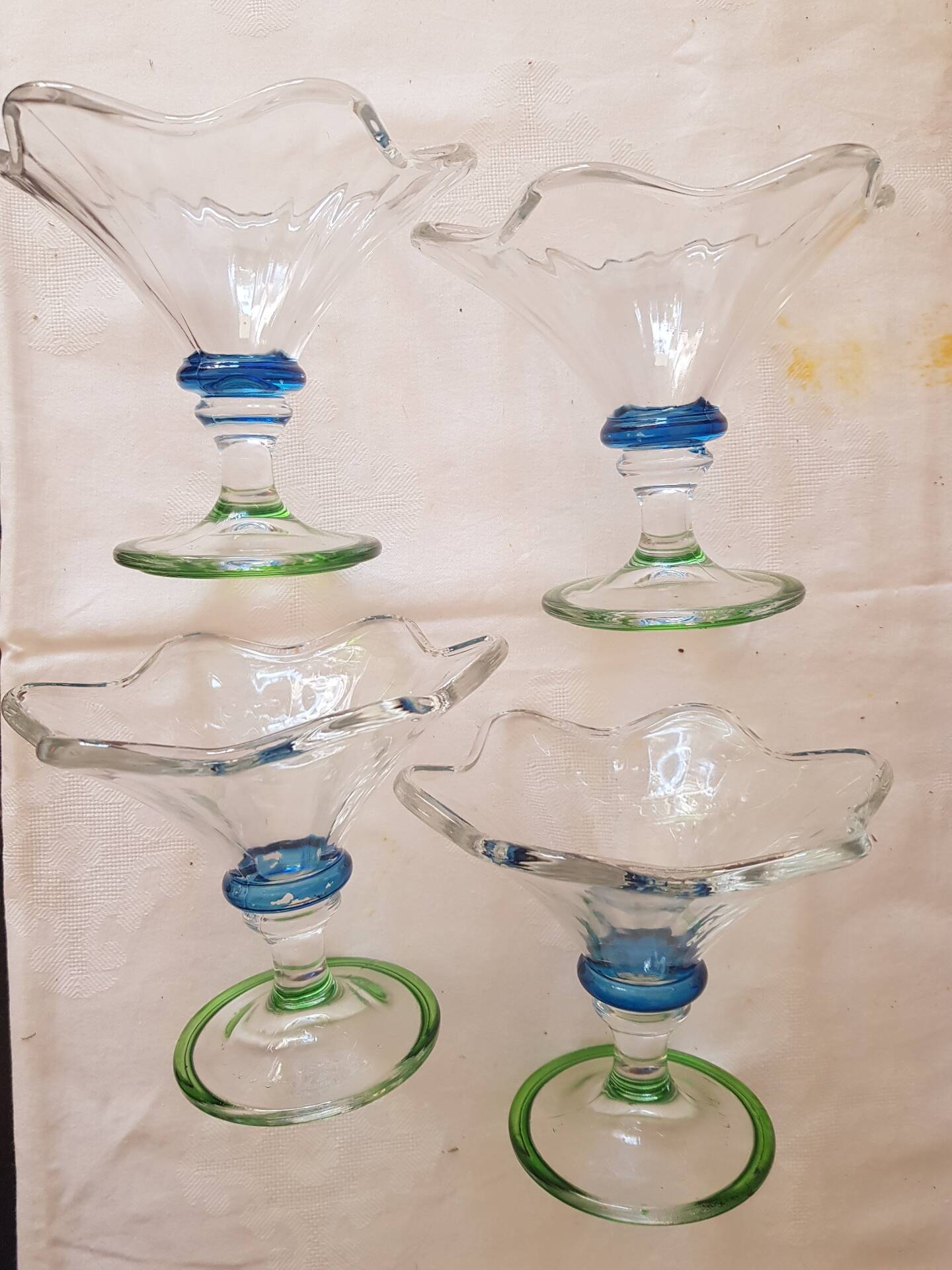 Set of 4 vintage glass ice cream bowls.