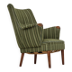 1960s, Danish armchair, green furniture wool, teak wood.