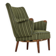 1960s, Danish armchair, green furniture wool, teak wood.