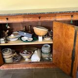 Importante enfilade en loupe de thuya XIX eme.plateau de marbre