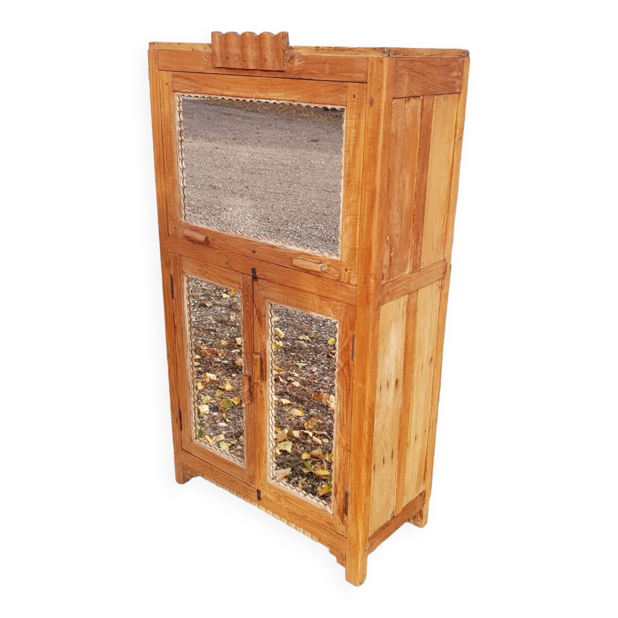 Old Art Deco radio cabinet in Burmese teak