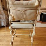 Dining table & 6 white wrought iron chairs Roche Bobois romantic style