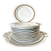 Assiettes à dessert en porcelaine et plat art déco