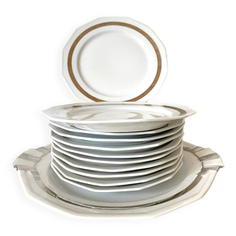 Porcelain dessert plates and art deco dish