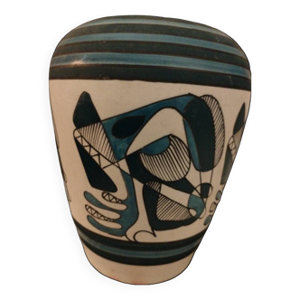 Vase dessin bleu et blanc