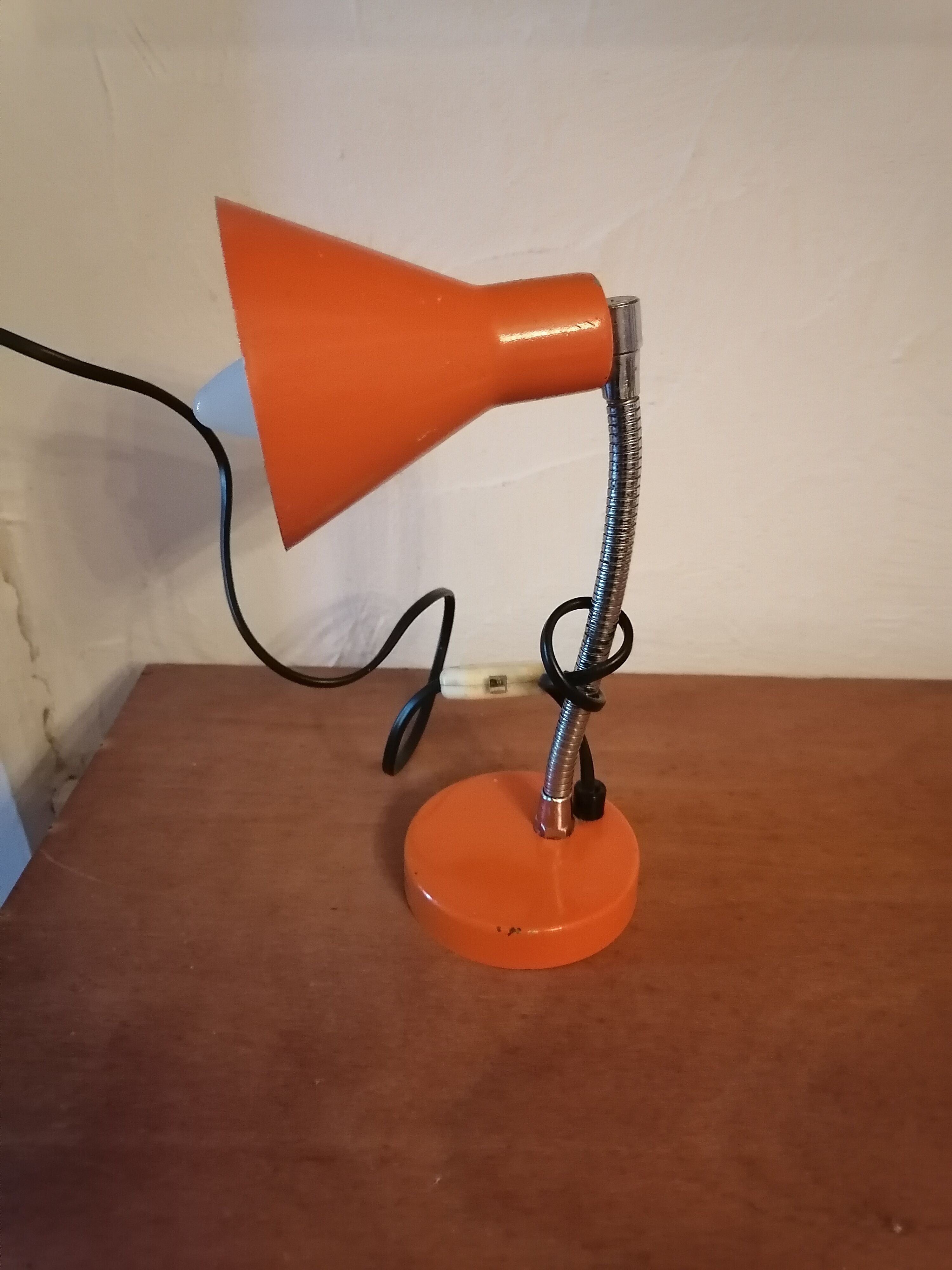 Bedside lamp articulated desk 1960 orange