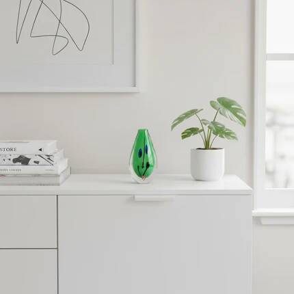 Green crystal drop vase Orrefors by Anne Nilsson