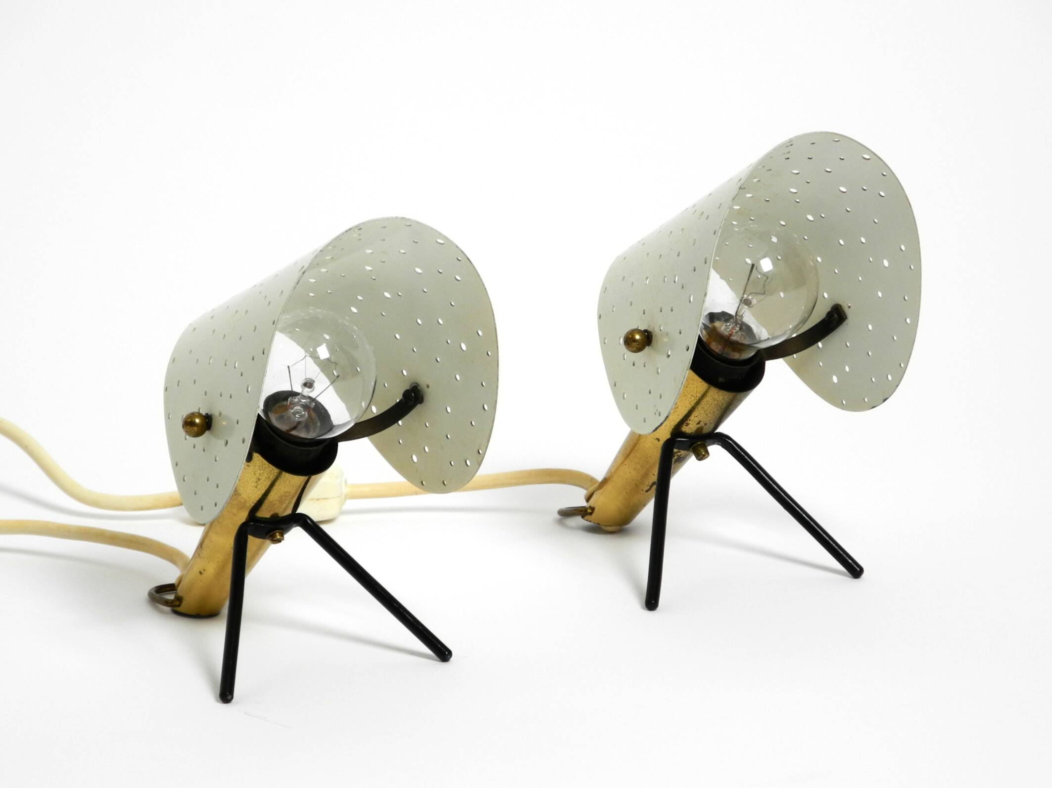 Pair of Mid Century Modern metal brass table and wall lamps by Ernest Igl