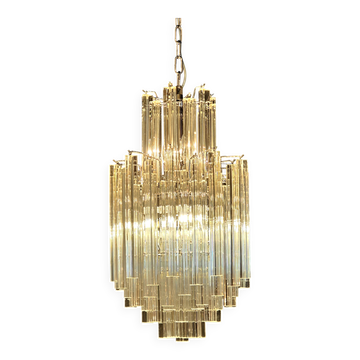 Chandelier with Murano glass prism trides, handmade.