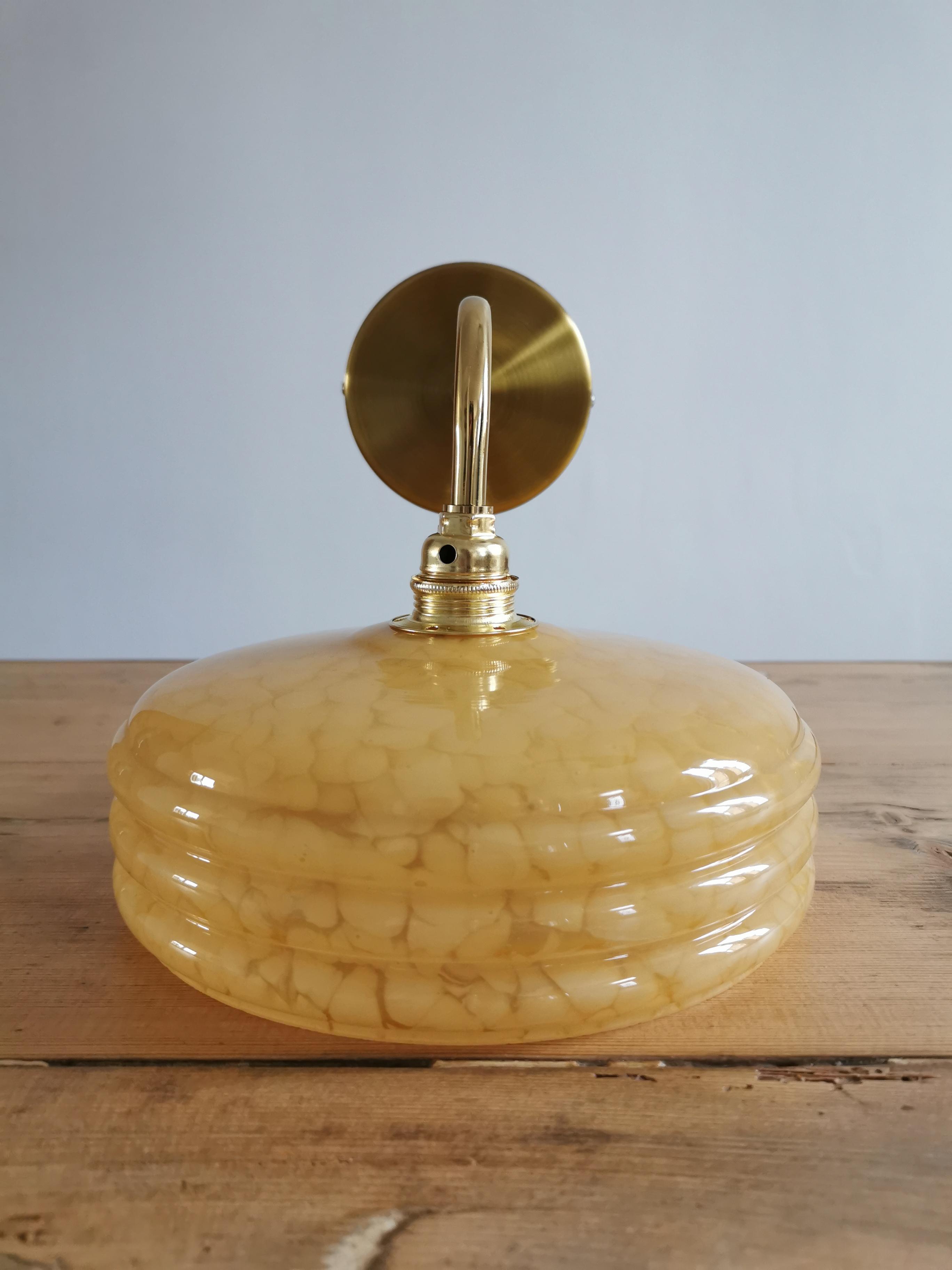 Vintage lampshade wall lamp in yellow Clichy glass