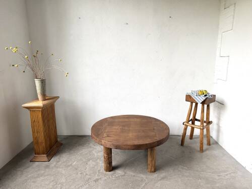 Round brutalist coffee table from the 1950s.