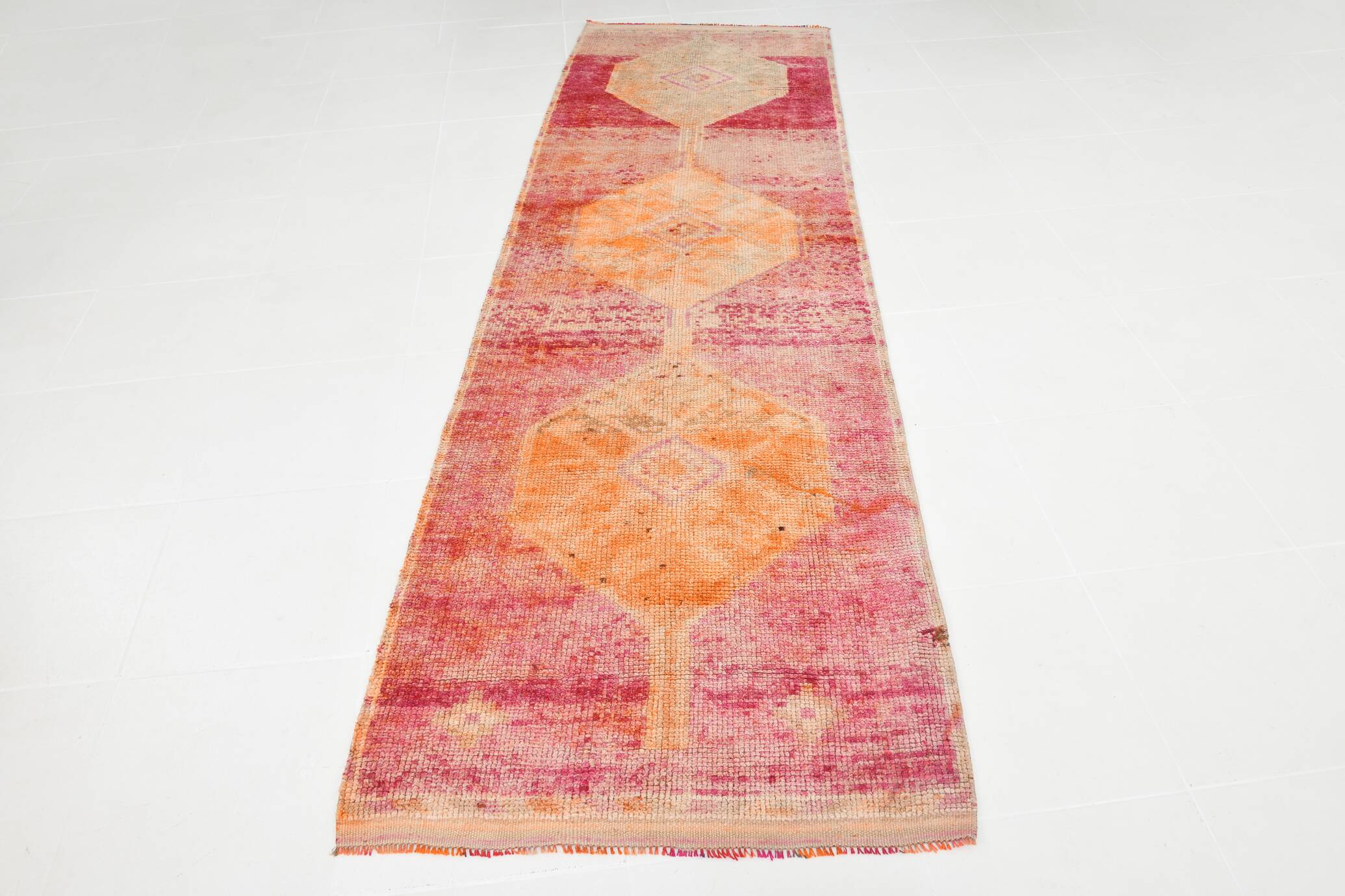 3x10 Peach & Red Vintage Runner Rug, 93x310Cm