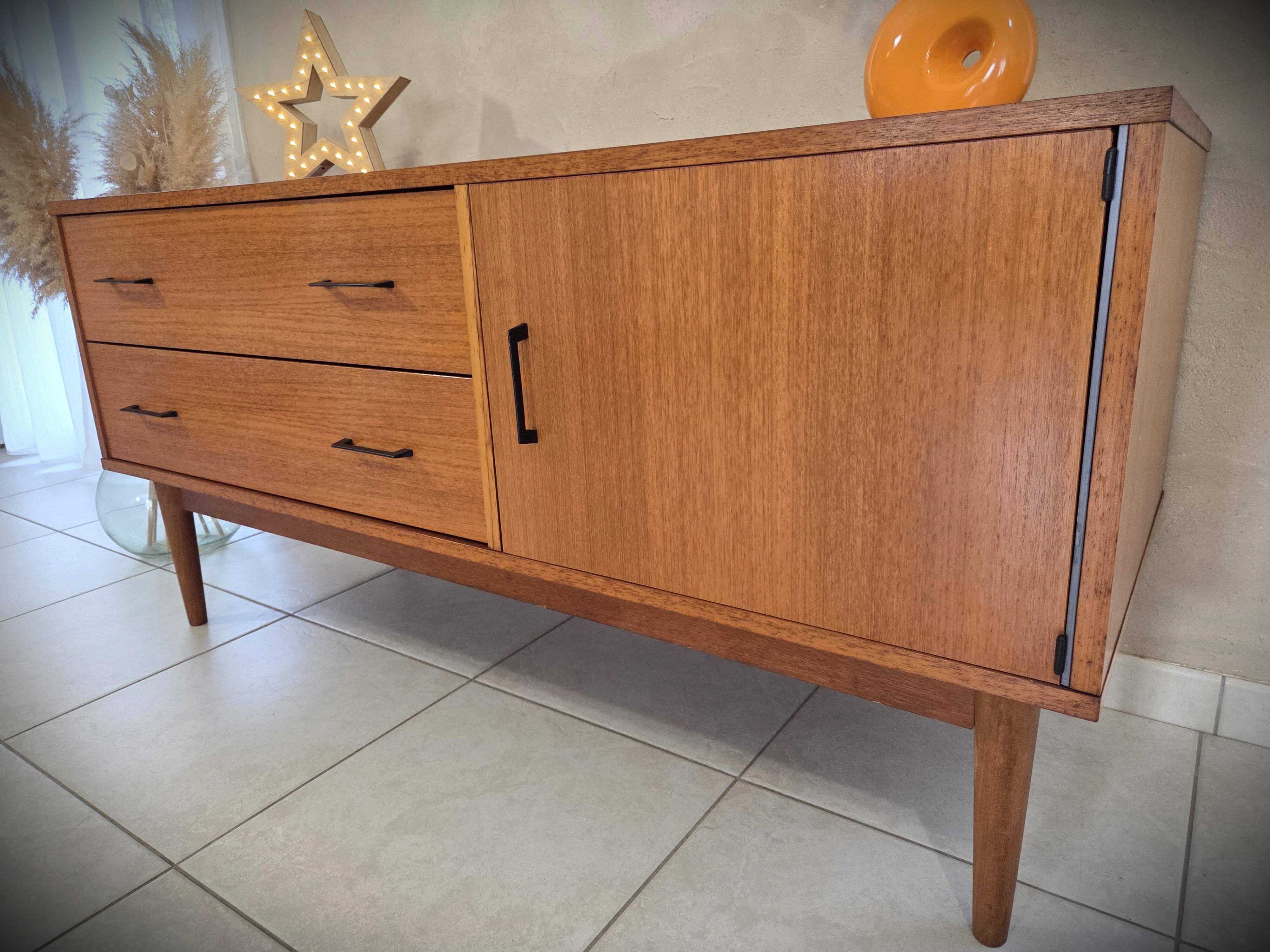 Low Scandinavian design sideboard in teak