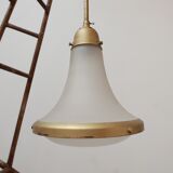 Antique etched glass German pendant light by A.E.G.