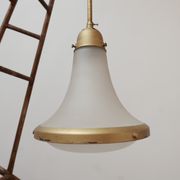 Antique etched glass German pendant light by A.E.G.