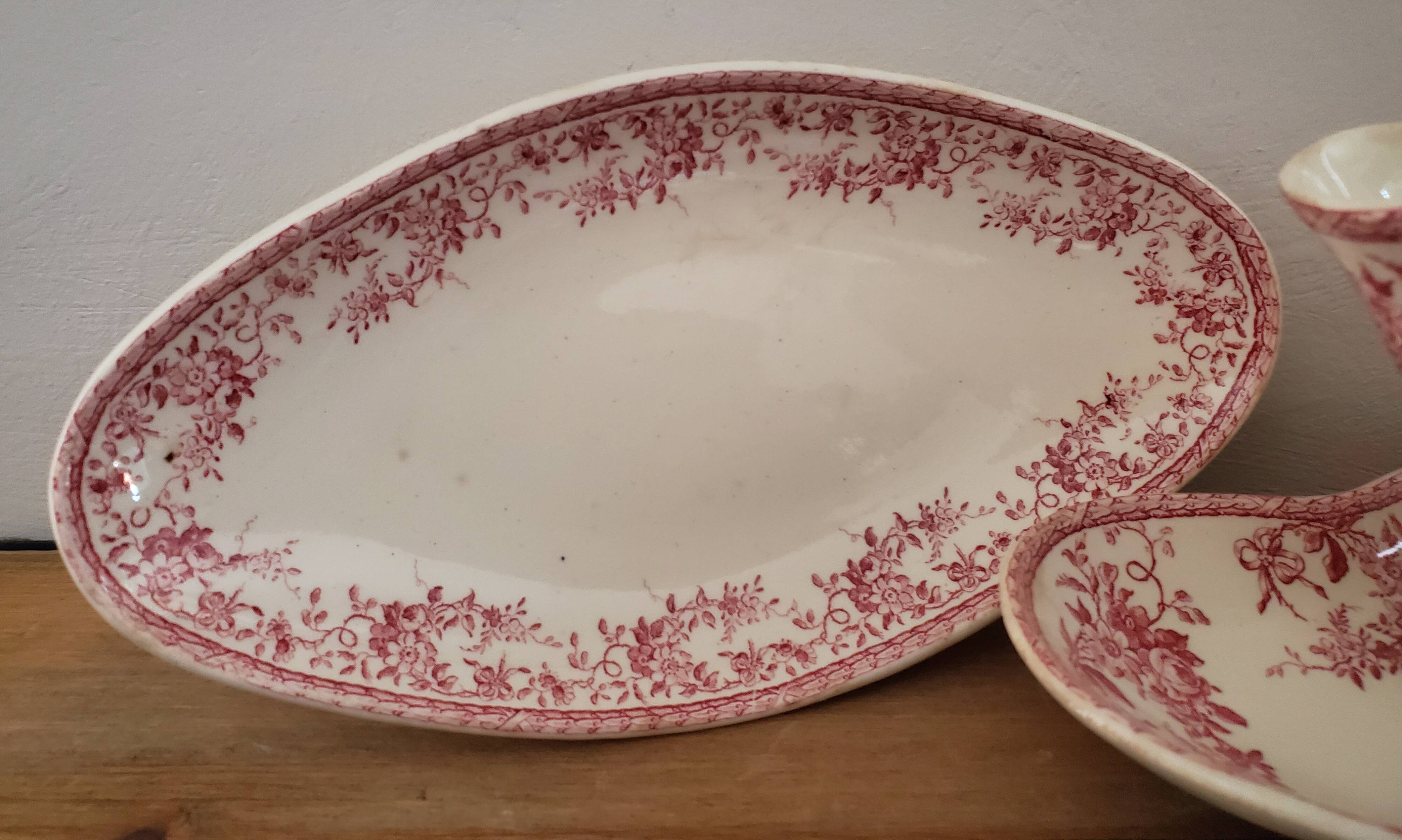 Ravier set, Gien ceramic saucière