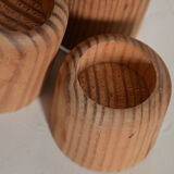 Trio of vintage Scandinavian wooden candle holders