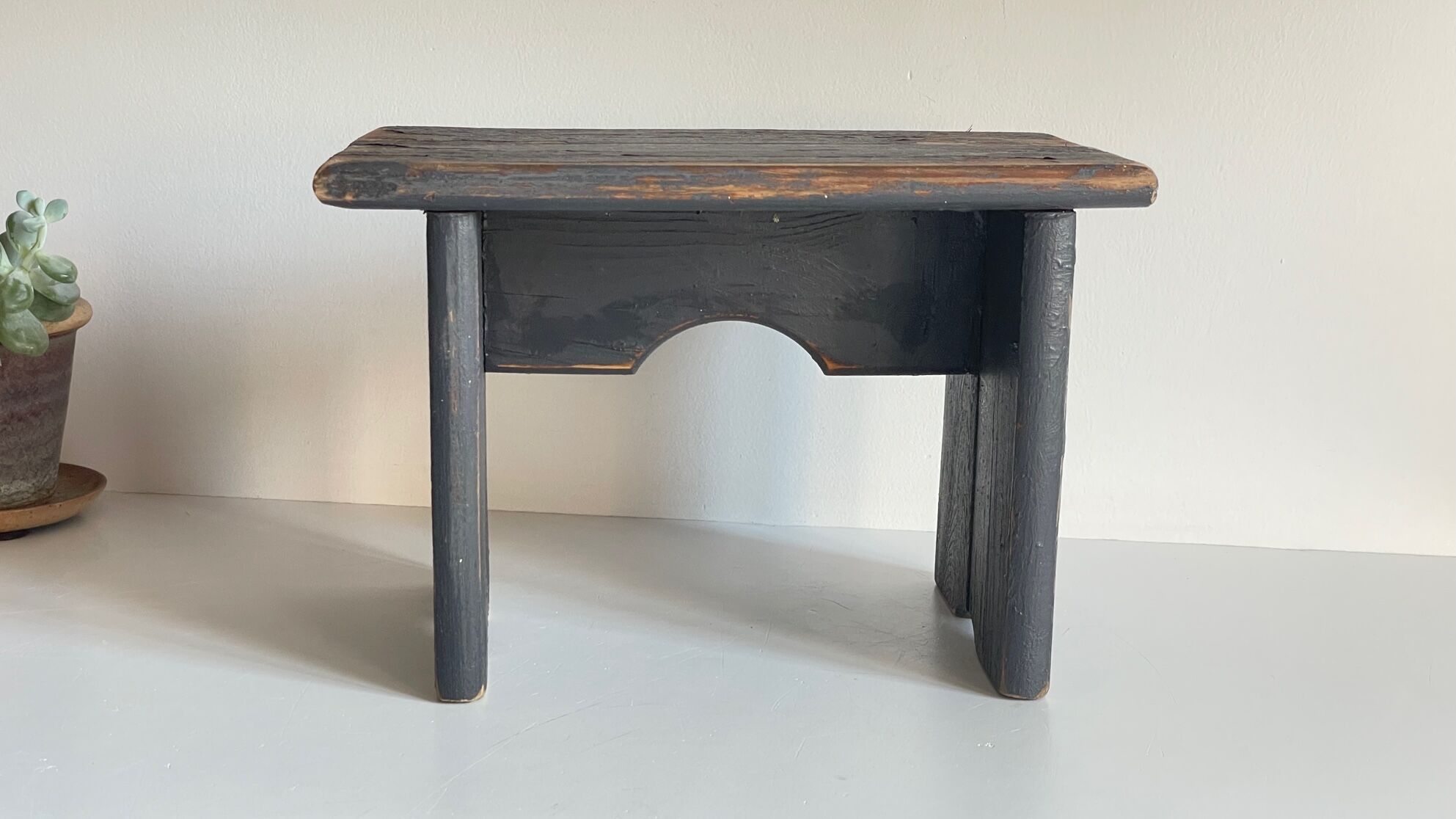 Vintage patinated grey stool