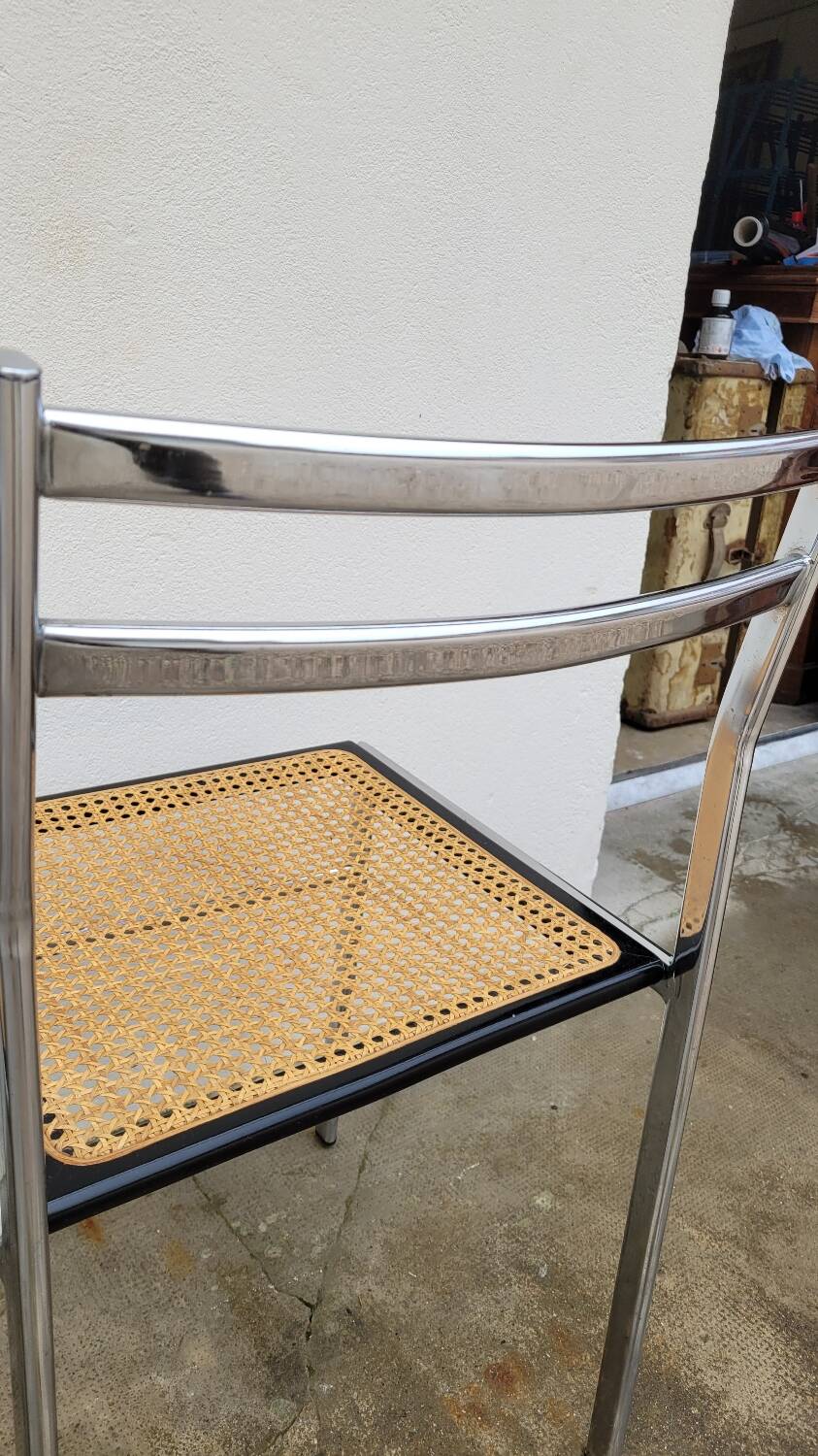 Paire de chaises en métal et cannage style Breuer ,1970