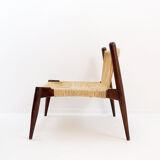 Pair of lounge chairs in woven jute rope and solid wood