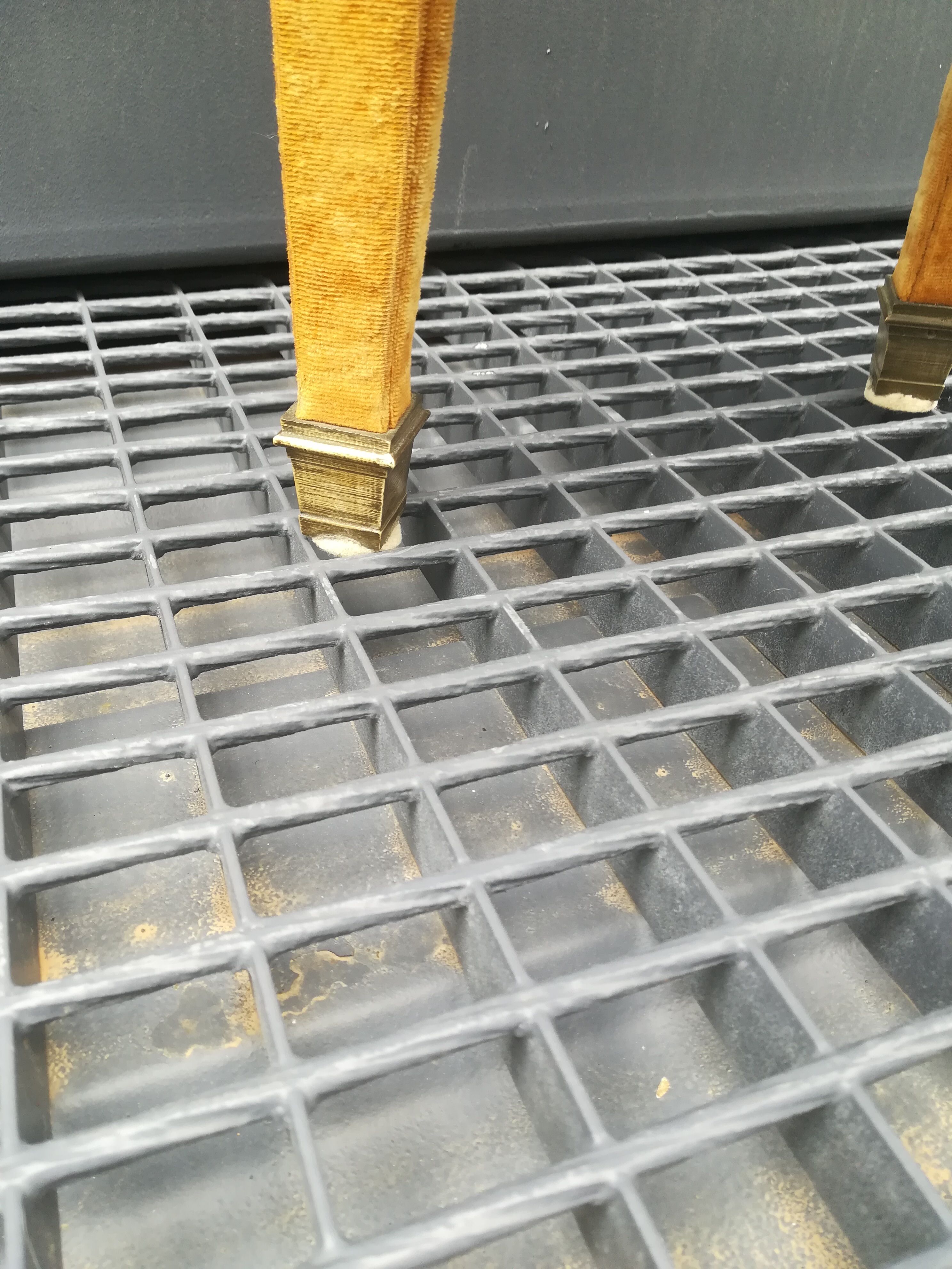 Wooden and gold velvet stool