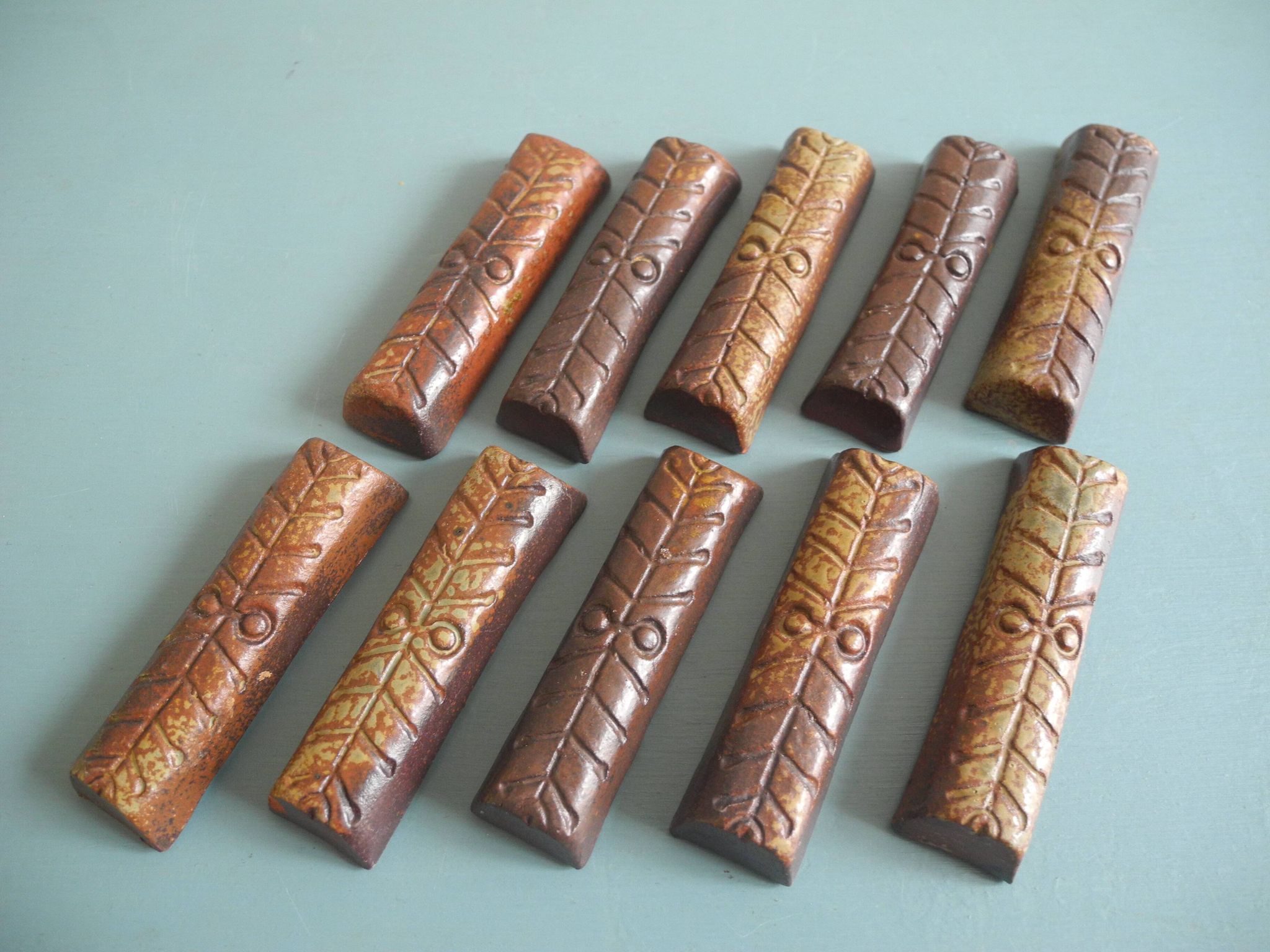 terracotta knife rests vintage table art set holders