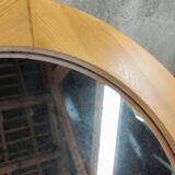 Large round vintage pine mirror