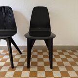 90s designer chairs in lacquered curved wood (X2)