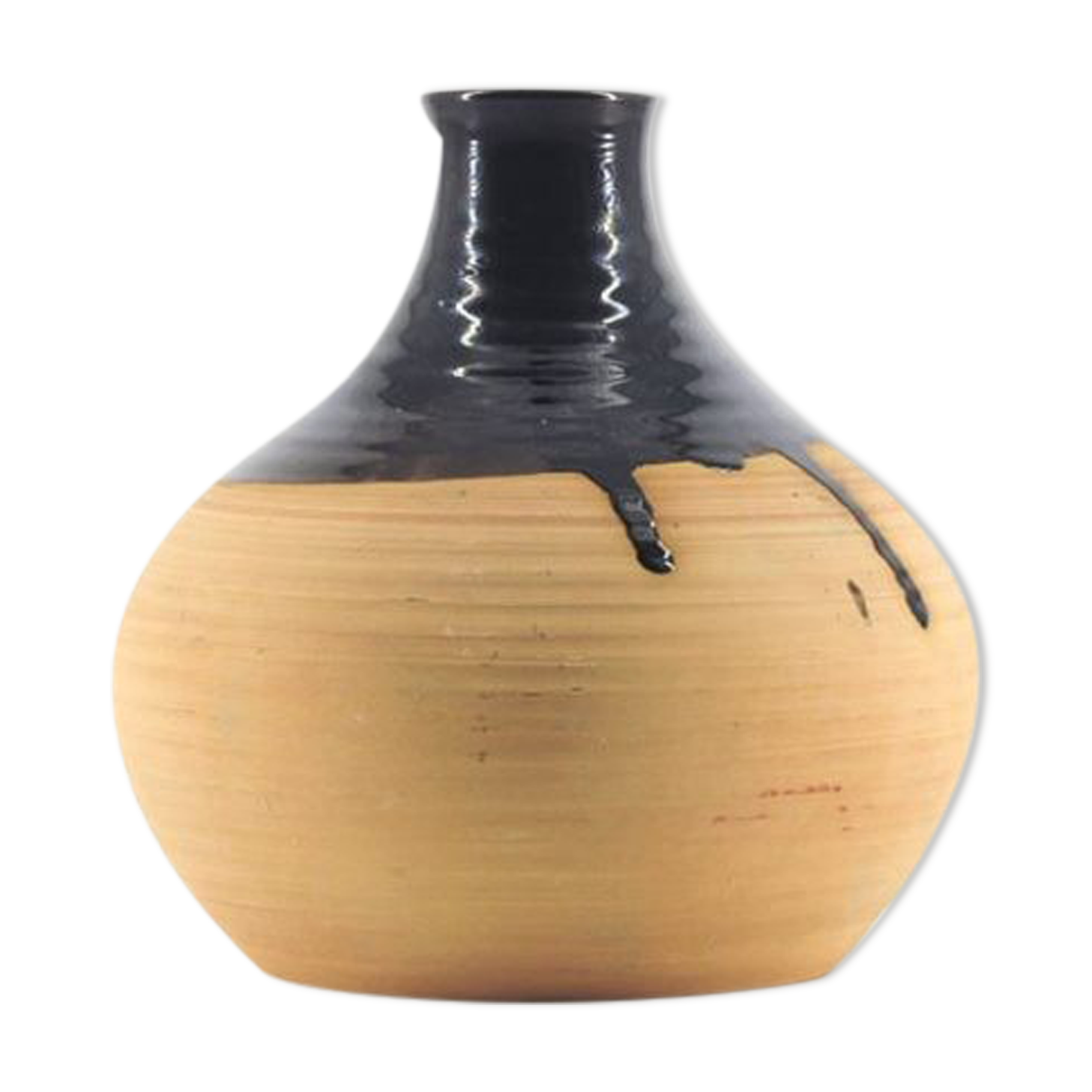 Salmon pink vase with brown top, Lund Danmark