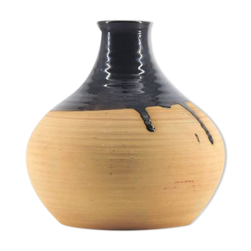 Salmon pink vase with brown top, Lund Danmark
