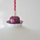 Suspension opaline plissée cordon rose