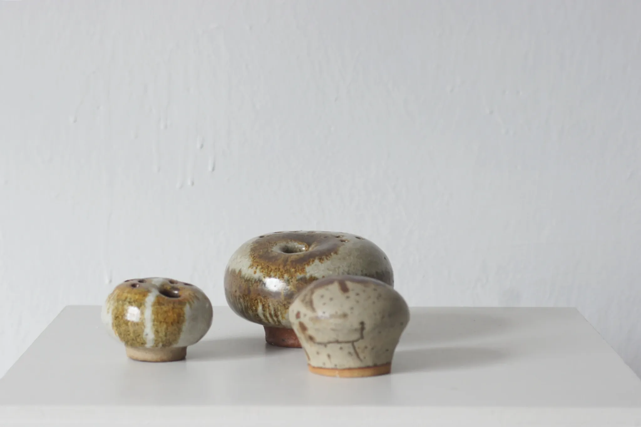 Vintage Danish Mushroom Studio Ceramics Vases by Erik Græser, 1960s, Set of