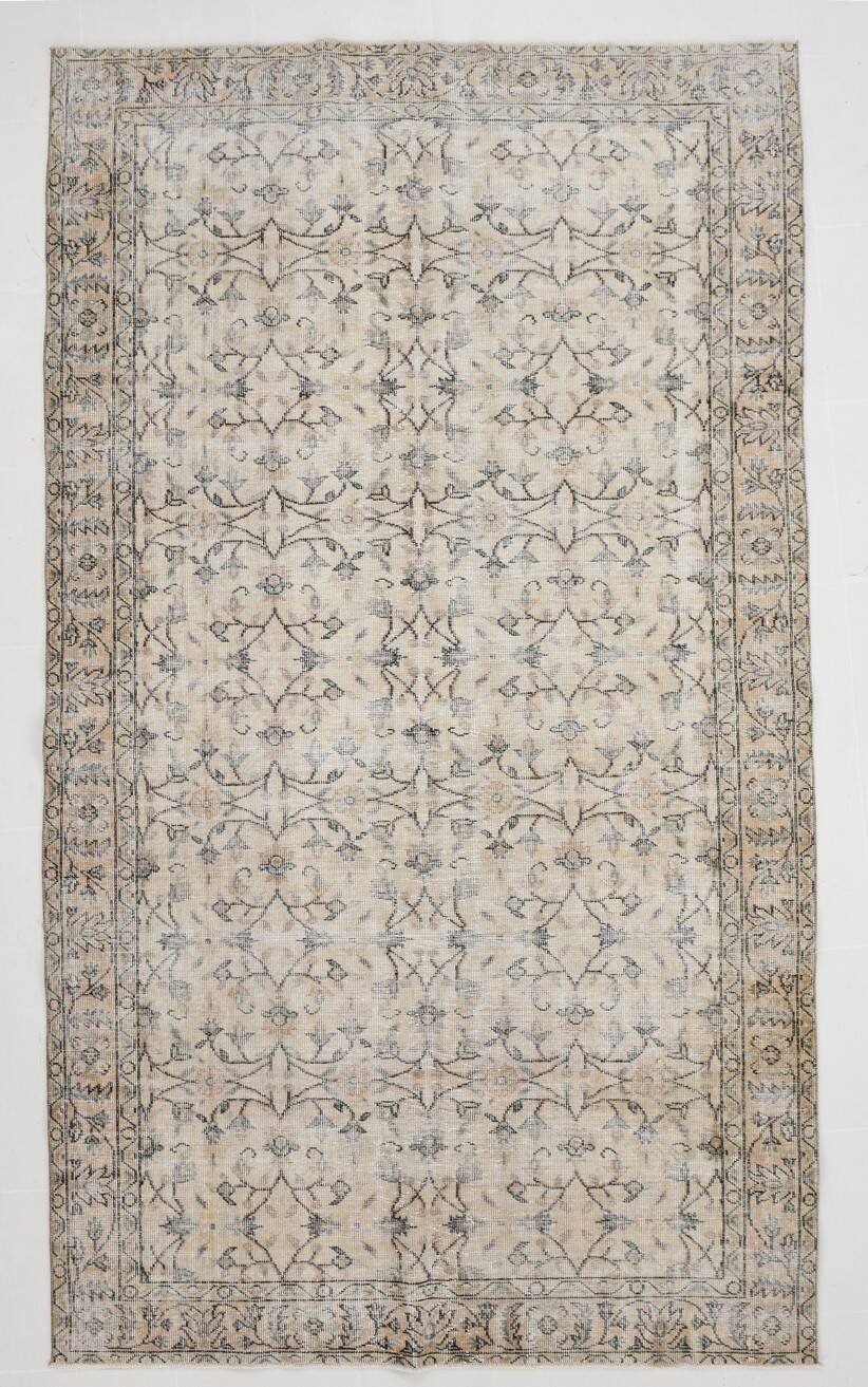 Tapis vintage classique 6x10, marron et beige délavé