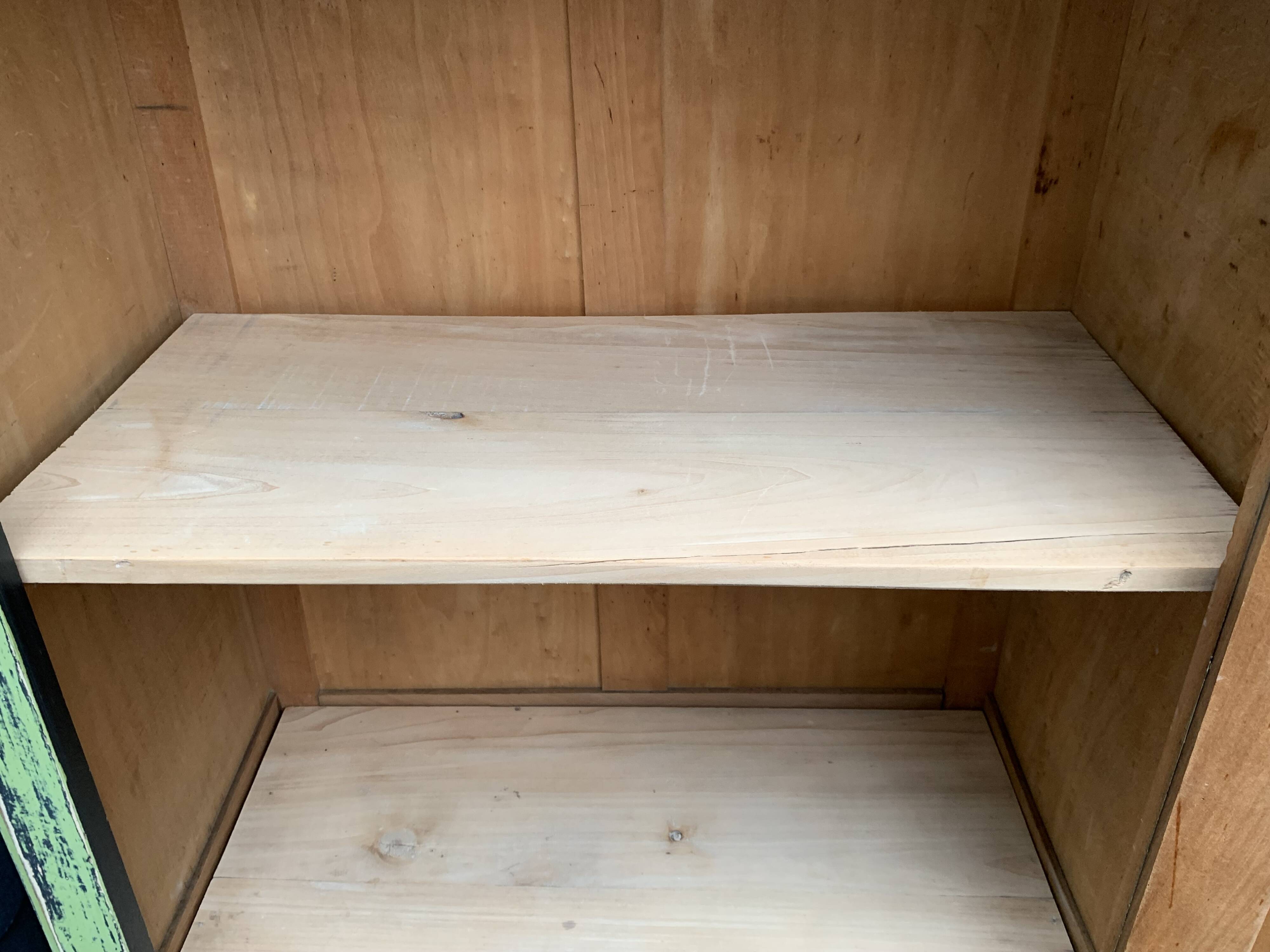 Antique Parisian bonnet wardrobe with khaki patina