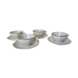 Set of 4 bistro coffee cups with gold rim