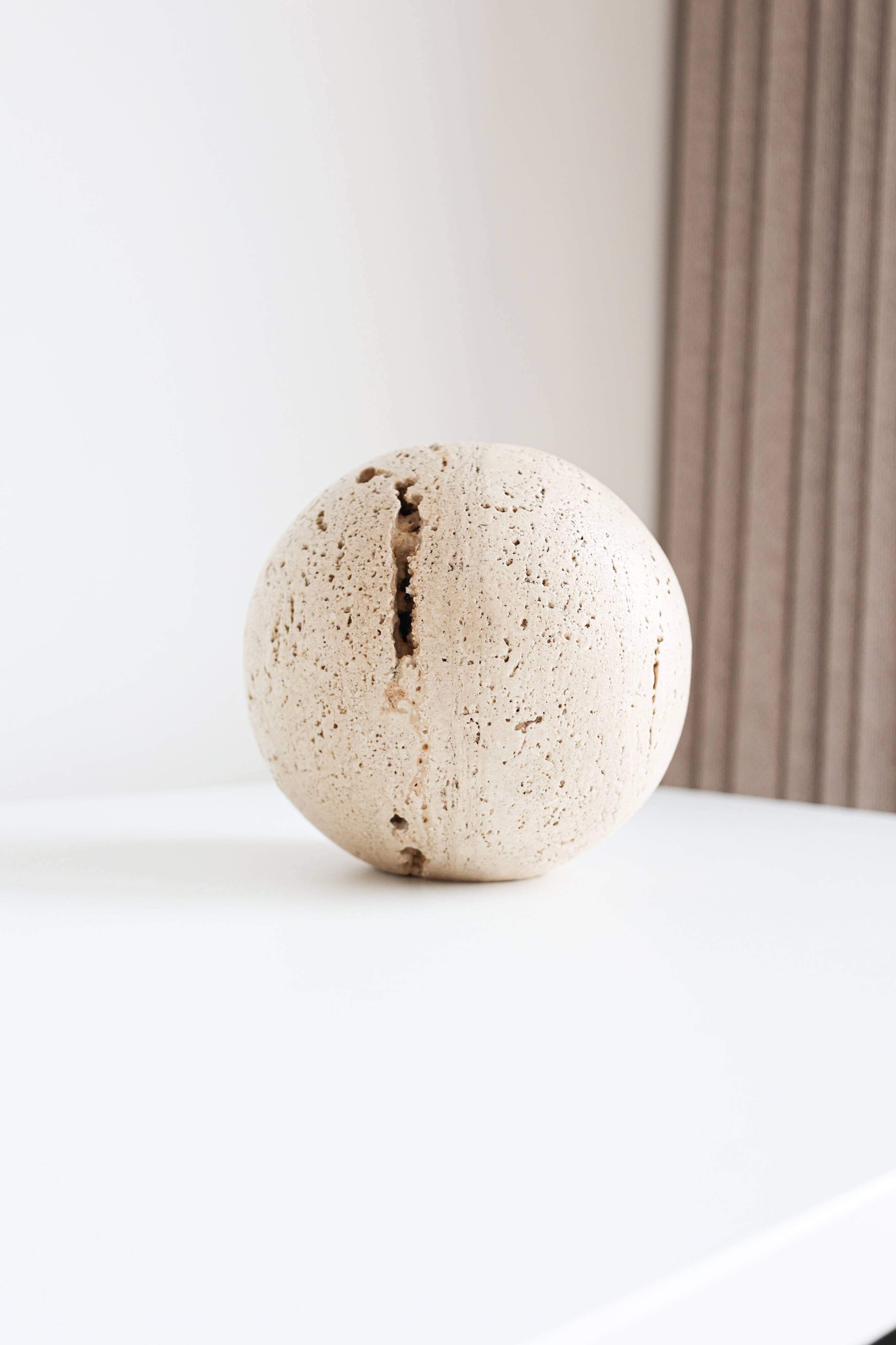 Vintage travertine decorative sphere, 1980s, Italy.